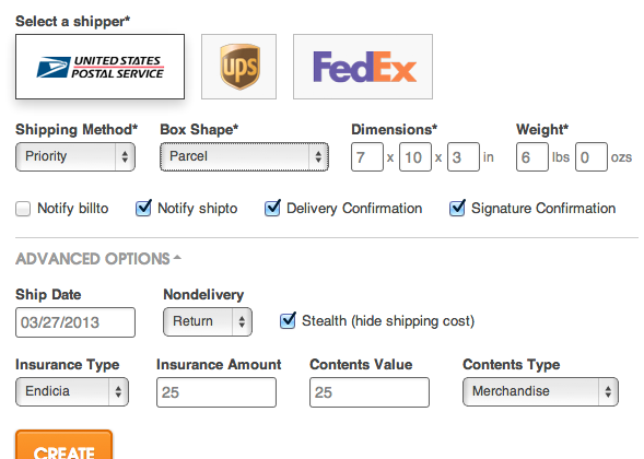 Advanced shipping options